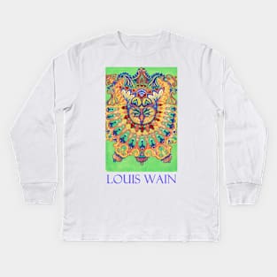 Sicilian Cat Kaleidoscope by Louis Wain Kids Long Sleeve T-Shirt